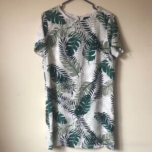 Lulu's White Dress with Green Leaf Print